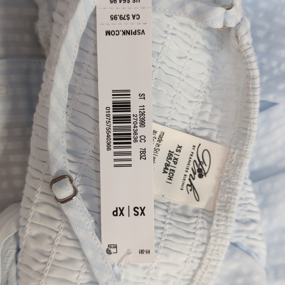 Victoria Secret PINK Prairie Seersucker Summer Midi Dress XS Light Blue - Picture 8 of 9